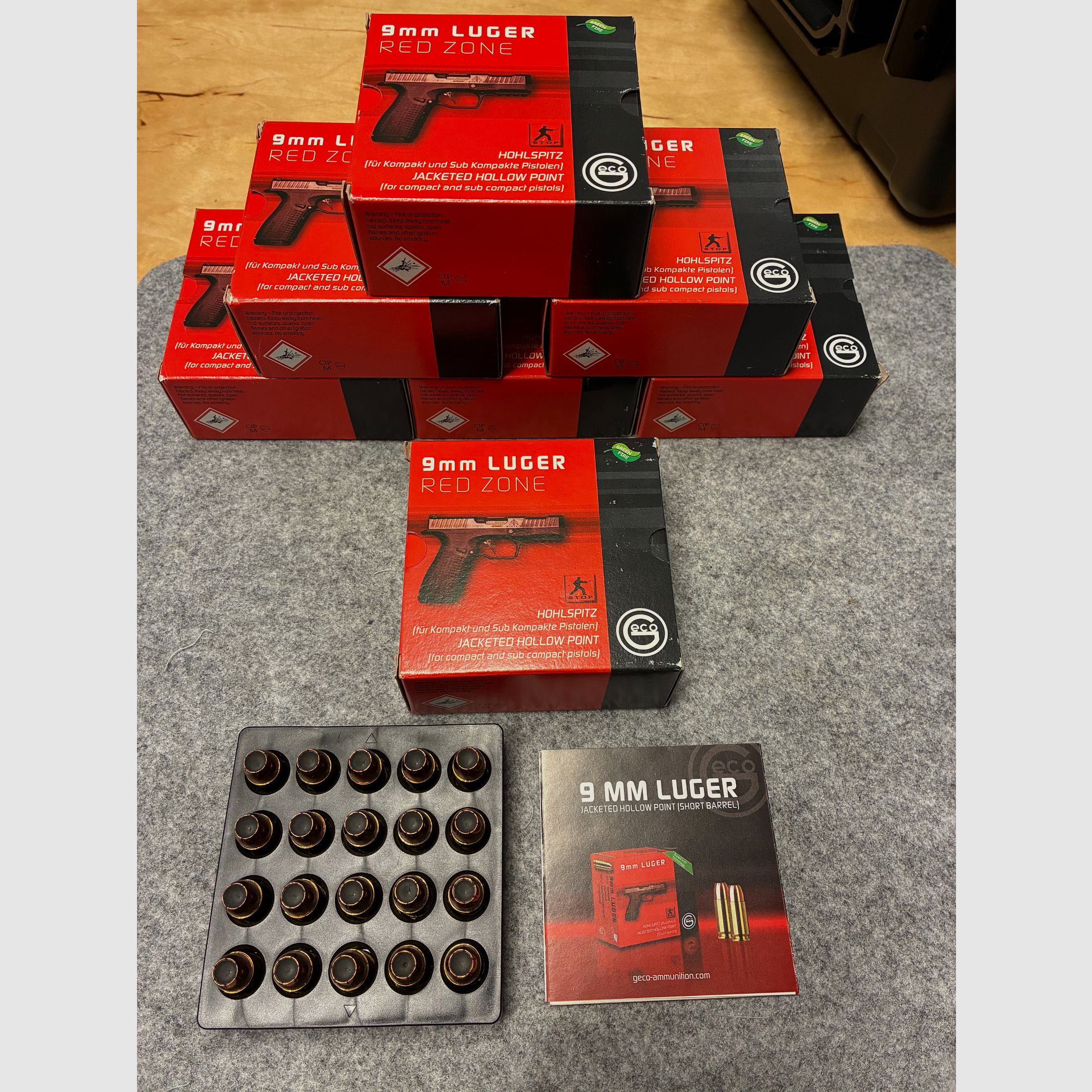 Geco 9mm Luger Red Zone 8,0 g Holhlspitz 124 gr jackated hollow point Fangschuss 124
