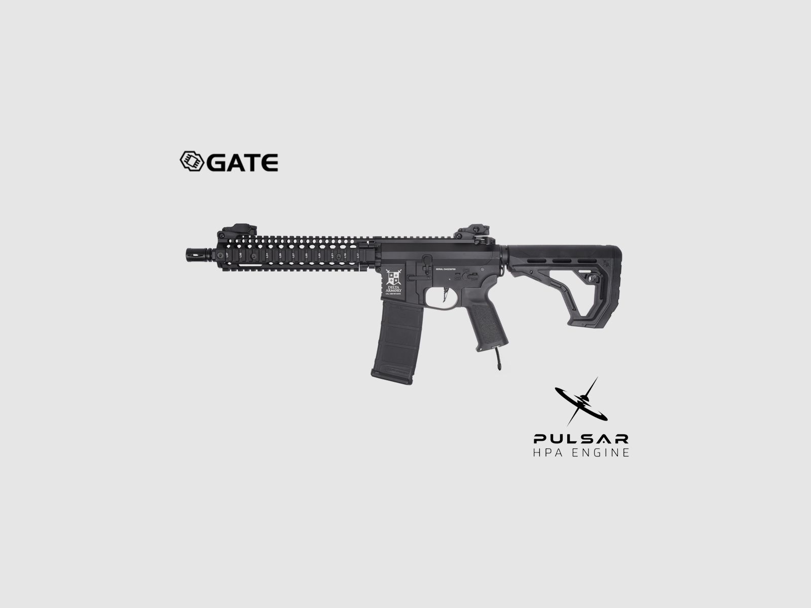 Delta Armory AR15 MK18 Alpha EAGLE HPA Airsoft Gewehr in Schwarz