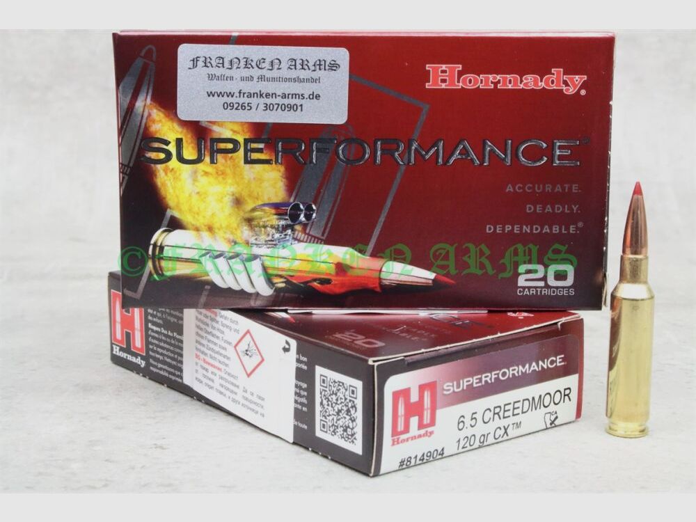 Hornady Superformance	 CX 6,5 Creedmoor 120gr. 7,8g 20 Stück Staffelpreise