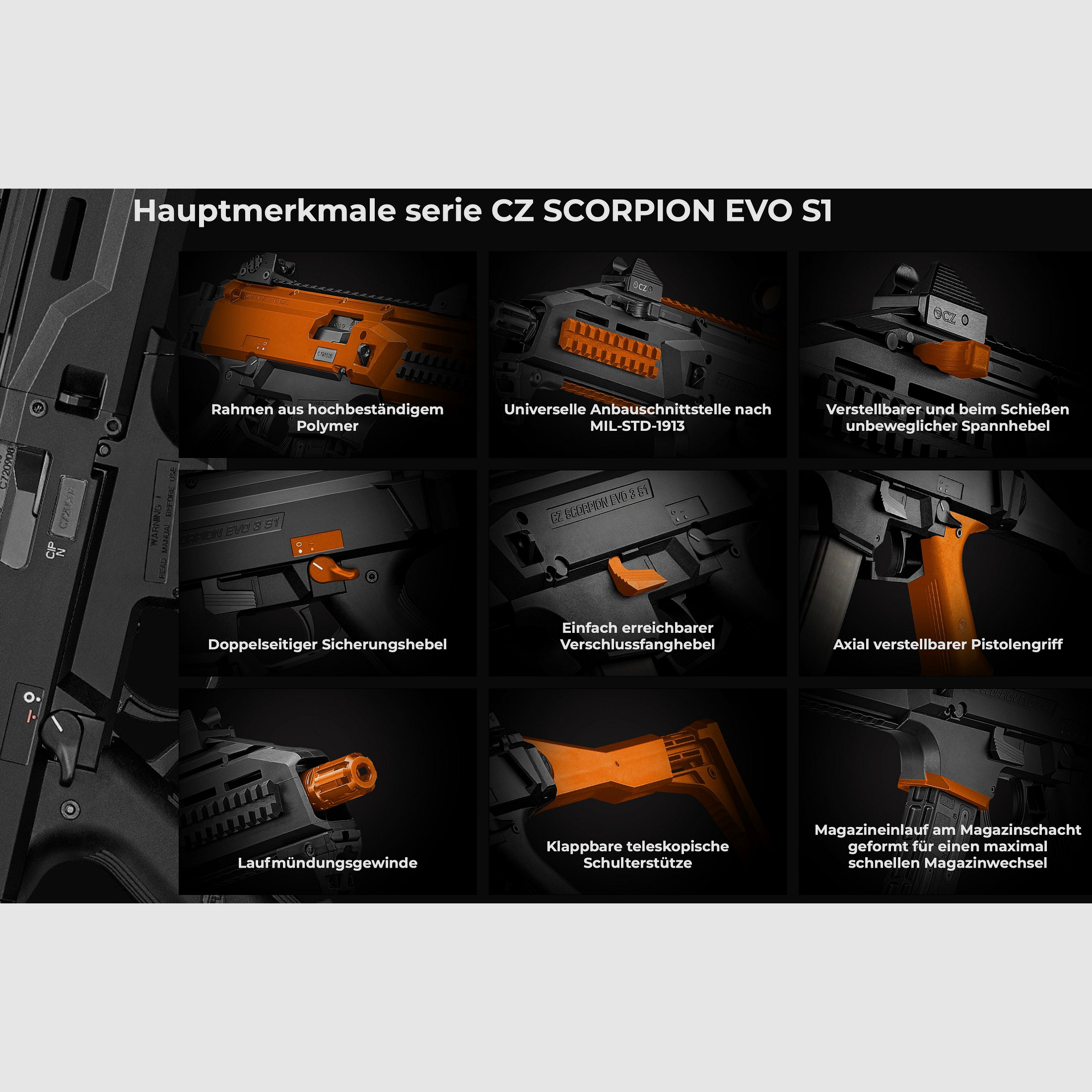 CZ Selbstladebüchse .22 lfB Scorpion Evo 3 S1 Carbine mit Kompensator 1/2×28 UNEF