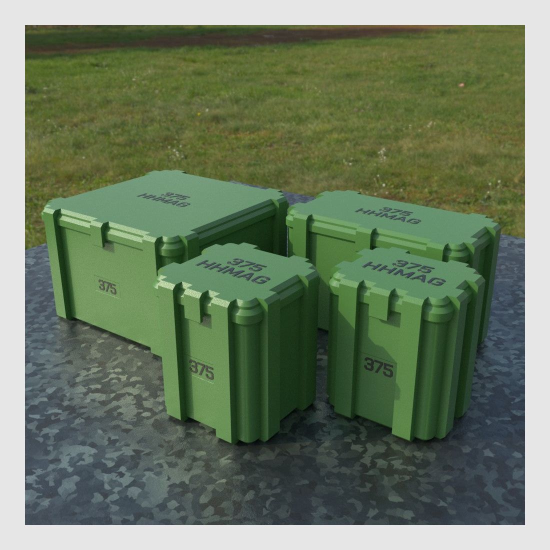 Caja de municiones Filamelt / .375 H&H Mag / 'tapa abatible' / caja de cartuchos, caja de municiones