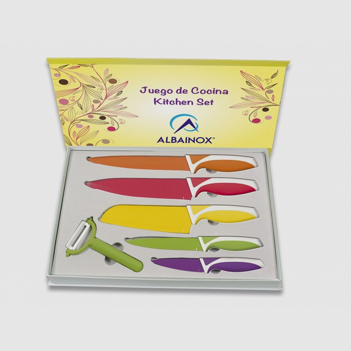 Juego de cuchillos de cocina de 6 piezas cuchillos coloridos con pelador