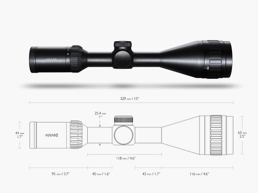 Zielfernrohr Hawke Airmax 4-12Ă—50 AMX, 1 Zoll Tubus, AMX Absehen unbeleuchtet