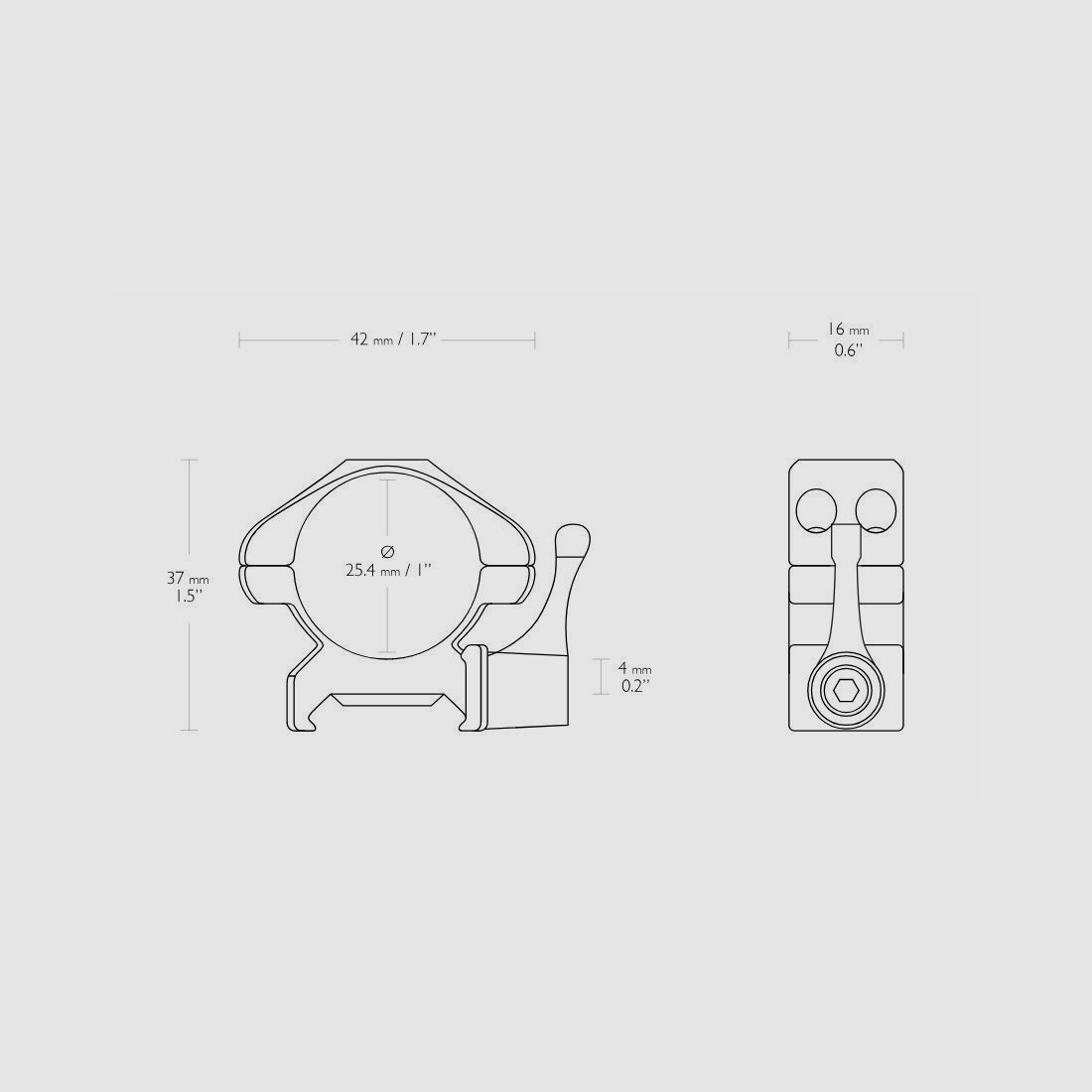 HAWKE 23010 Präzision Stahl Ringmontagen 25,4 mm 1" für Weaver Picatinny niedrig