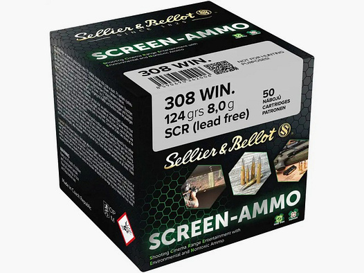 S&B SCREEN-AMMO.308Win. VM /FMJ 8,0g/124grs bleifrei