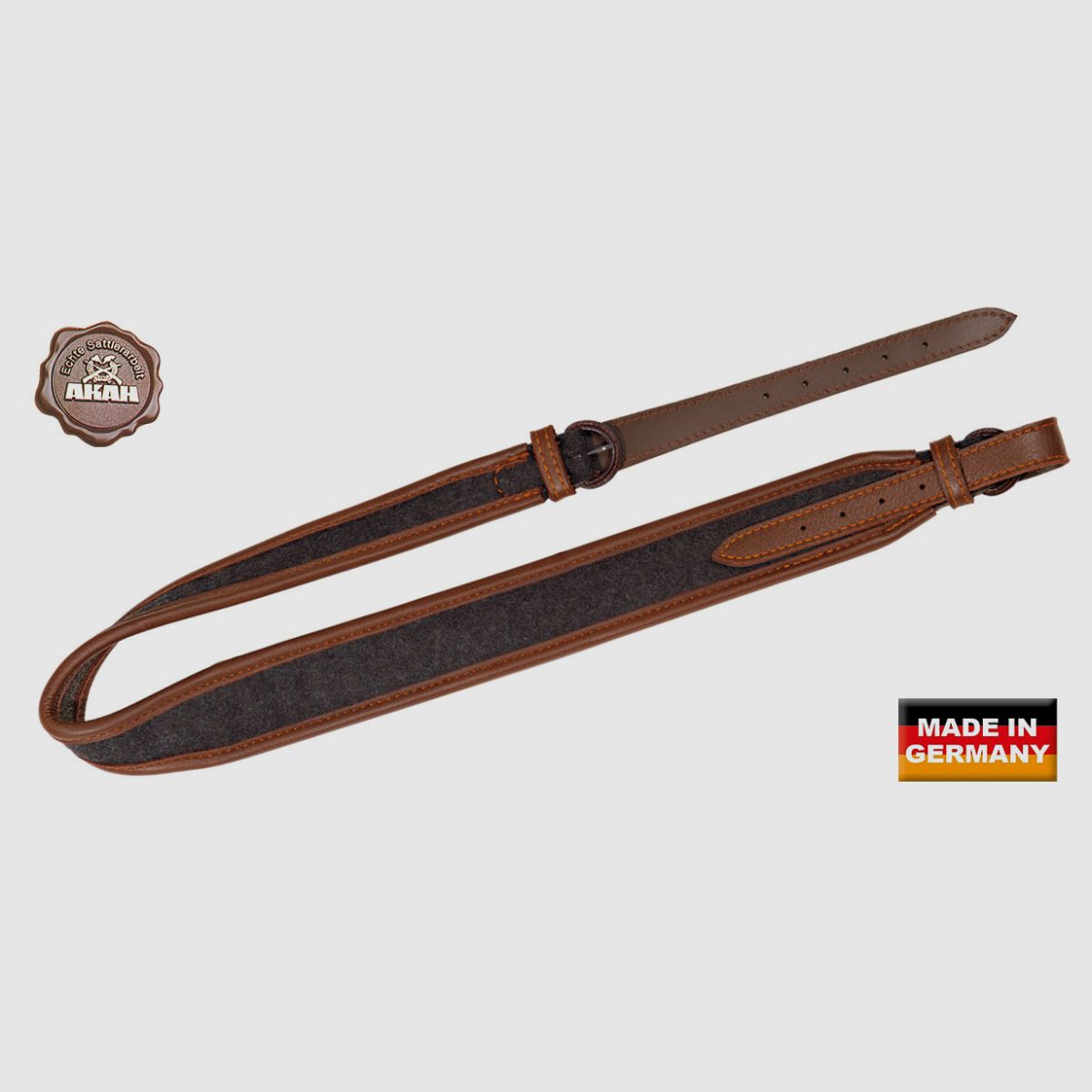 AKAH Gewehrriemen Elchleder & Loden mit Kork-Unterlage