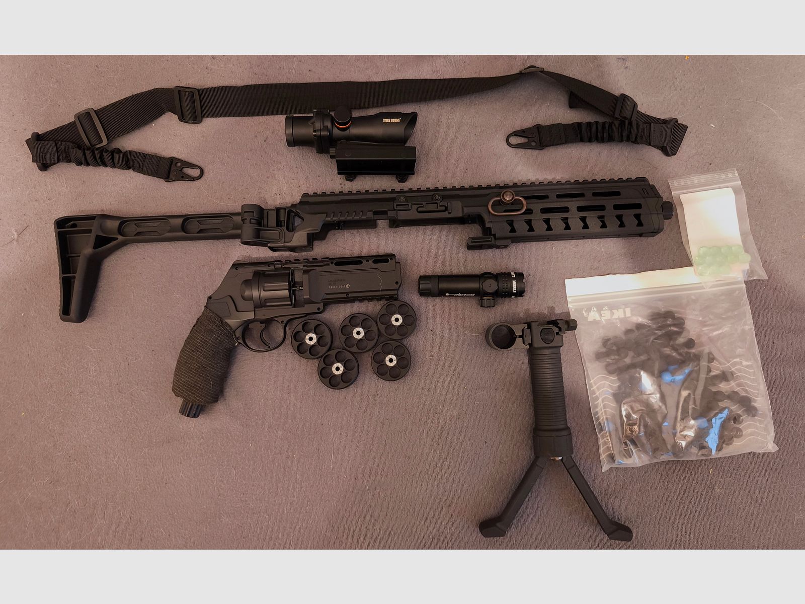 Tactical kit for Umarex TR 50 conversion kit + HDR 50 + red dot + barrel grip with foldable bipod RAM Homedefence