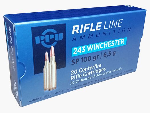 243 WINCHESTER PPU PARTIZAN SOFT POINT 100 GRAINS