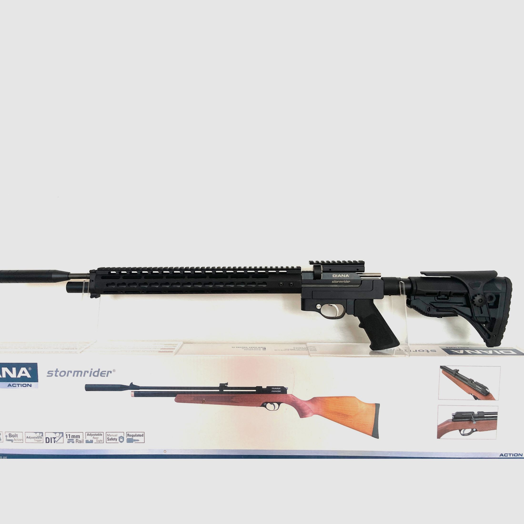 Air rifle Diana Stormrider with aluminum AR15 tactical stock system, F free from 18 with 35J export kit