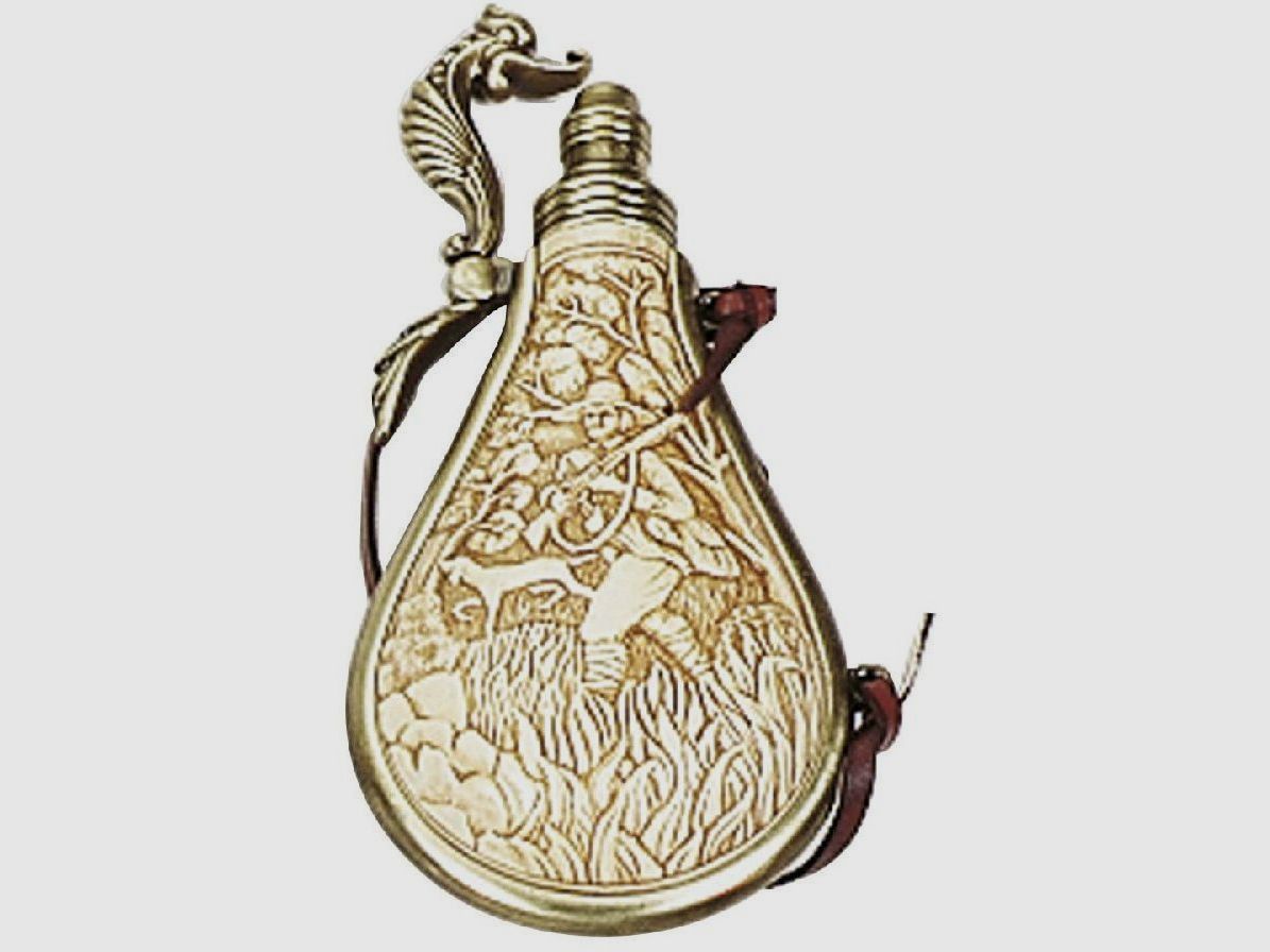 Pulverflasche mit Jagdmotiv