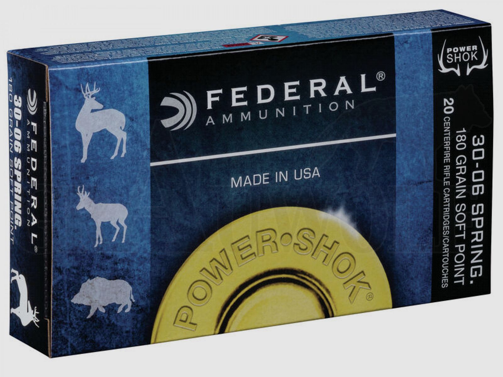 .30-06 Springfield 180 gr / 11,7 g Federal Power-Shok Teilmantel Patronen 20 Stück