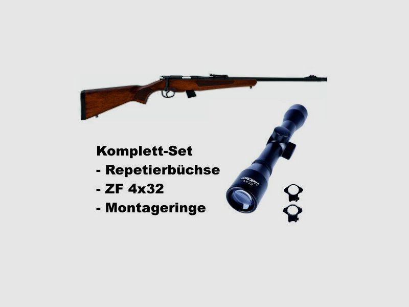 SET Hatsan herhalingsgeweer Escort Wood .22lr met richtkijker 4x32, afbeelding 1 van 6