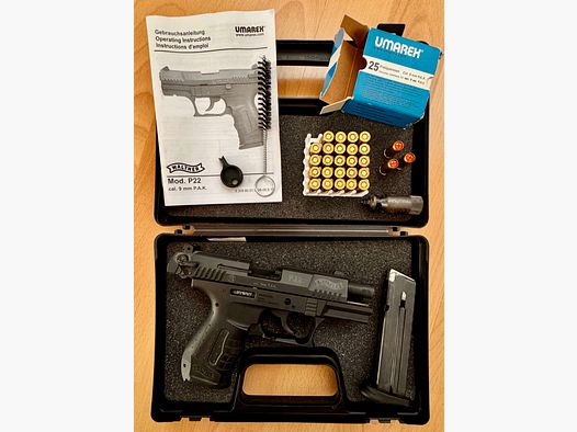 Umarex 308.02.00 Walther Schreckschusspistole P22 9mm PAK m. Holster und Patronen
