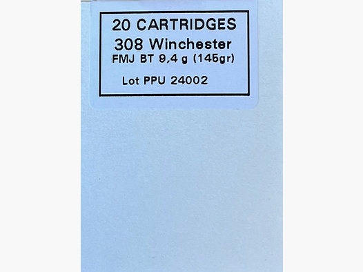 PPU .308Win FMJ BT 145grs