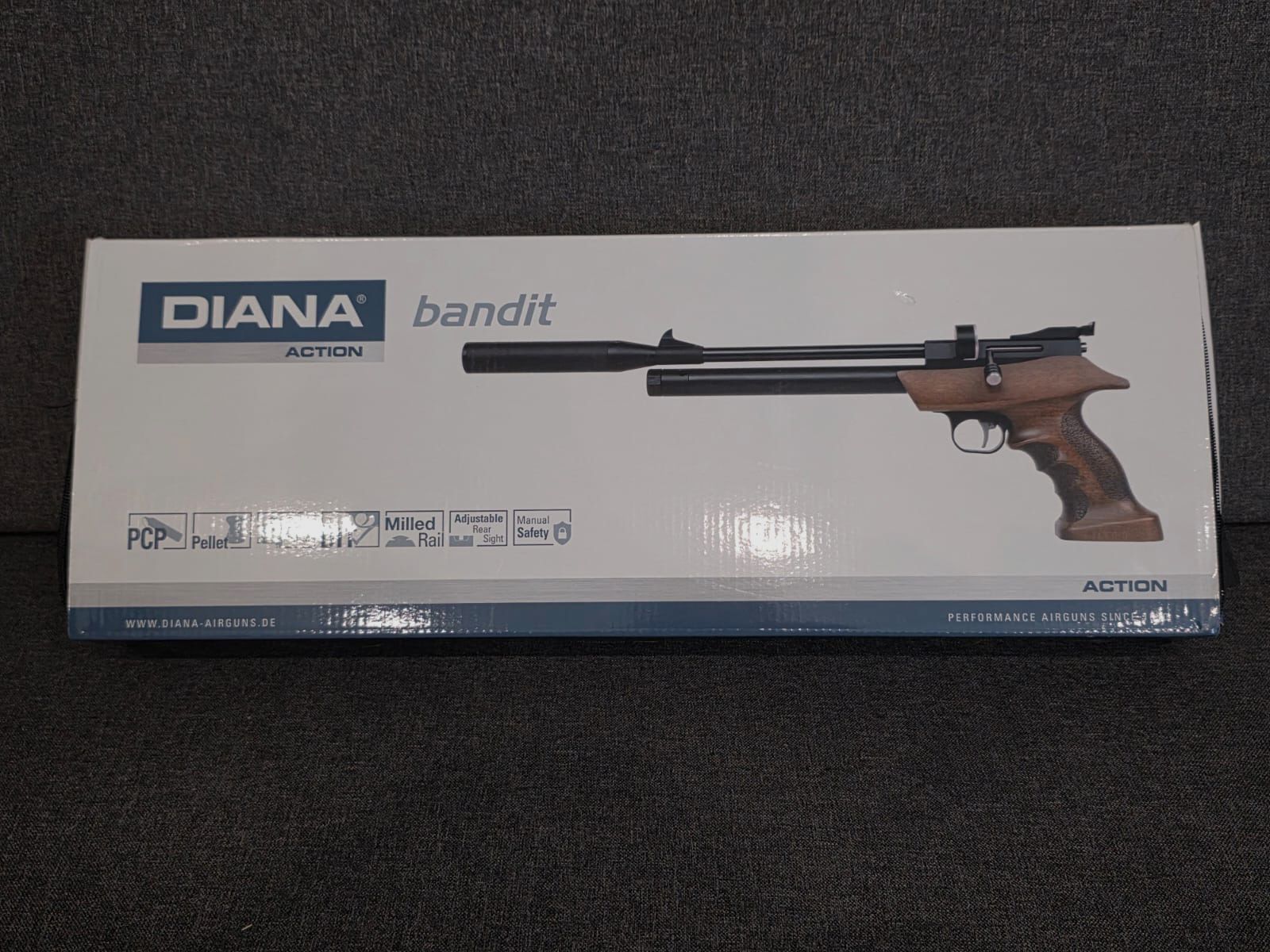 Pistola ad aria compressa Diana Bandit con regolatore 4,5 mm Diabolo .177 con silenziatore