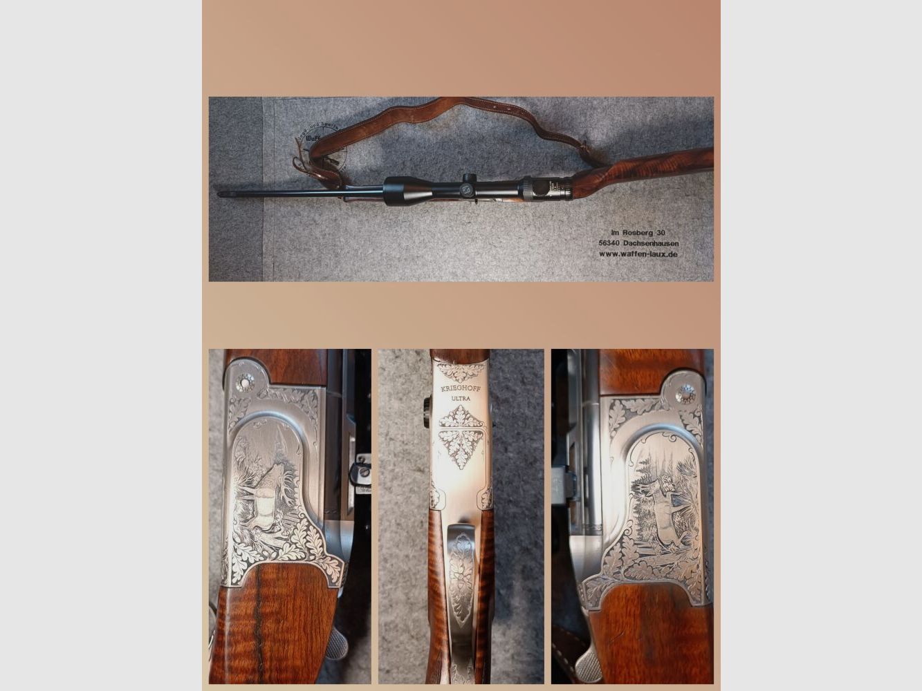 Krieghoff Ulm Ultra TS Zeiss Variopoint 2,5-10x50 calcio a pompa* RH con occhio sinistro