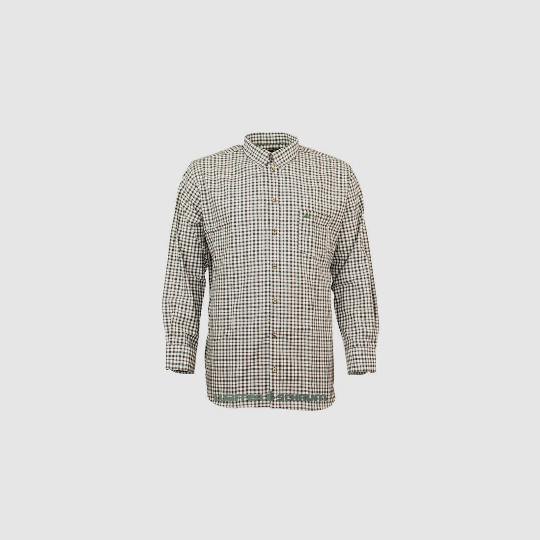 Camicia a maniche lunghe Foresta a quadri oliva e marrone
