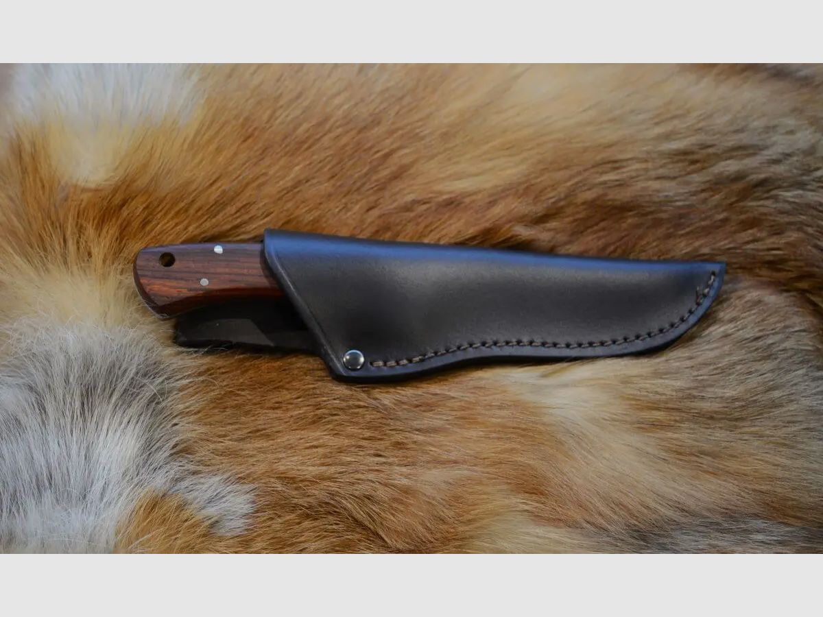 Alljagd Damast-Jagdmesser mit Eichenholzgriffschalen