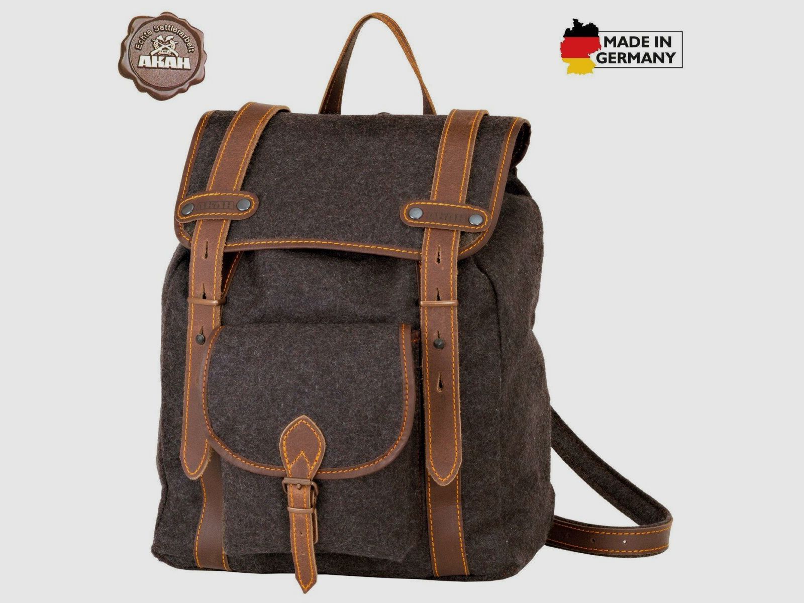 AKAH Wanderrucksack LODEN mit Bffel-Leder
