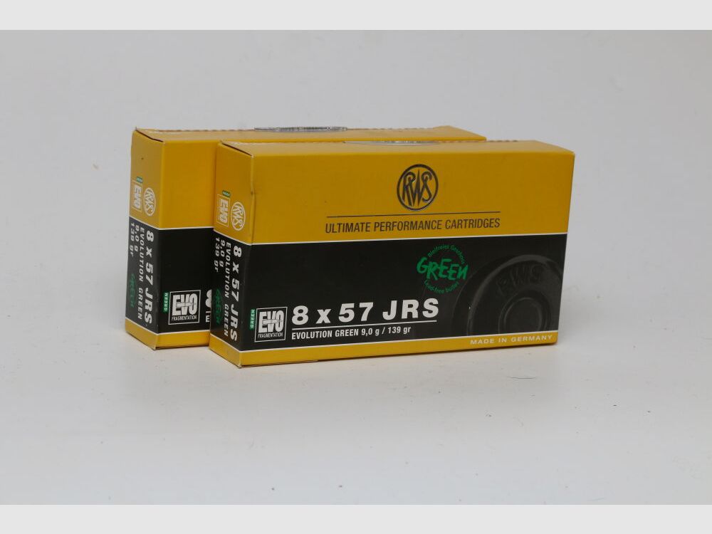 RWS 8x57JRS Evo green Munition 8x57 IRS Jagdmunition Bleifrei