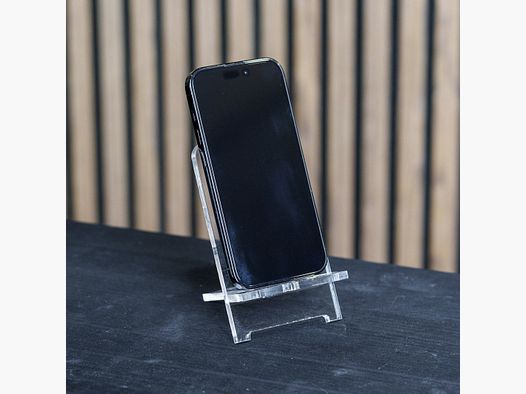 PLEXIGLAS® Telefoonhouder | Stijlvol ontwerp met gegraveerd Homedefence-logo