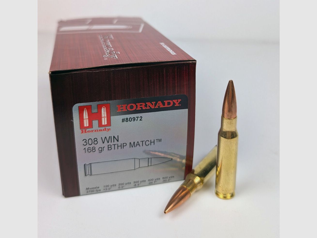 Hornady BTHP Match 10.9g/168grs à50 .308 Win