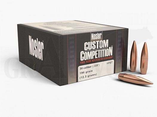 .308 / 7,62 mm 190 gr / 12,3 g Nosler HPBT Custom Competition Projectiles 1000 pièces