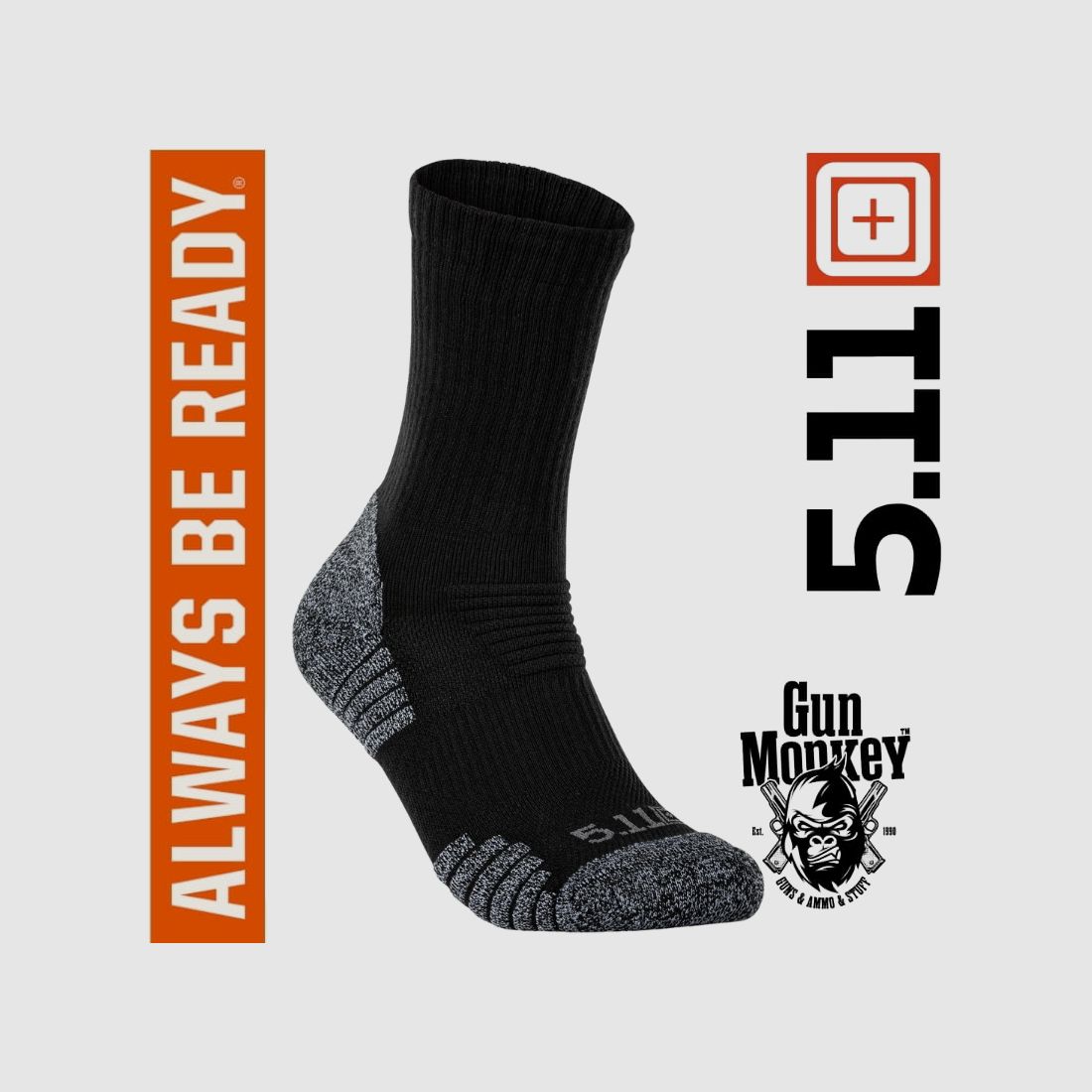 Chaussettes 5.11 Duty Ready Ultra Crew, lot de 2, couleur 019 Black, taille L (10046), image 1 sur 2