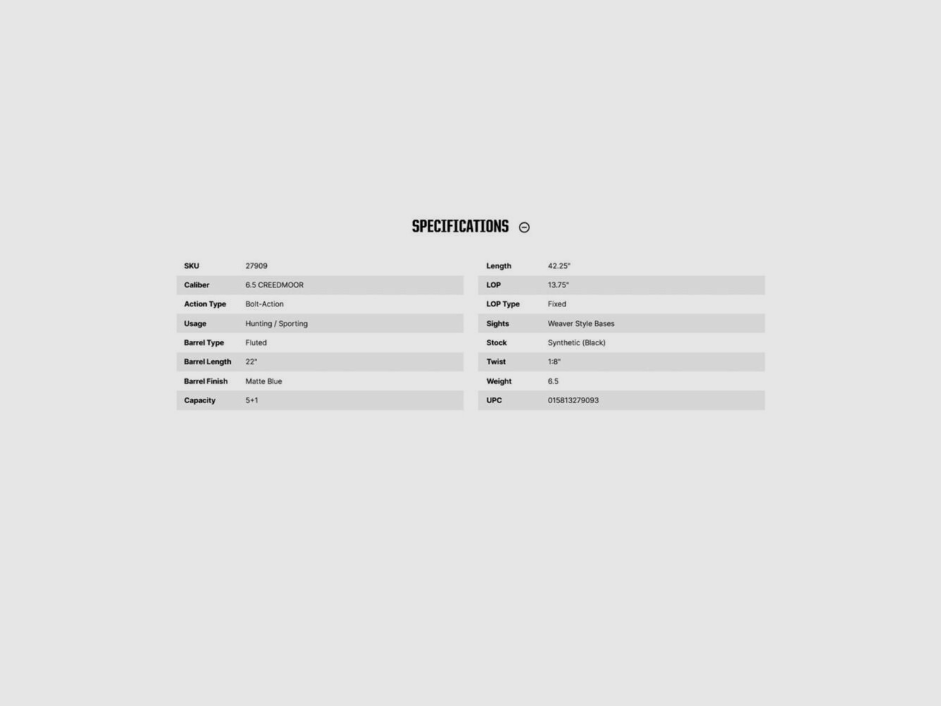Mossberg Patriot Synthetic 22" (22 inches) 6.5mm Creedmoor