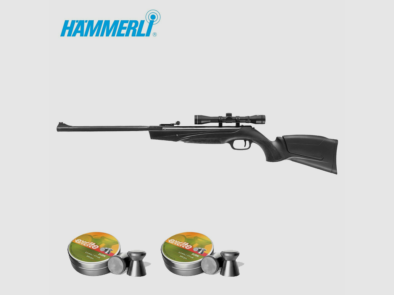 Luftgewehrset Hämmerli Black Force 880 - 4,5 mm Diabolo (P18) + Zielfernrohr 4x32 + 1000 Diabolos