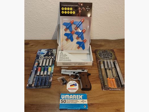 Weihrauch HW 94 Steal Look braune Echtholzgriffe PTB 855 Großes Sammler-Set