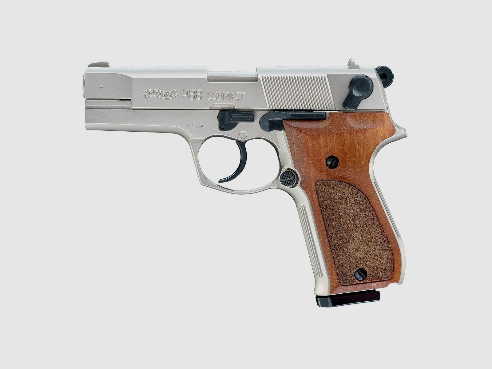 Carl-Walther P 88 Compact Nickel/Wood 9 mm P.A.K. Gas & Signal Weapons