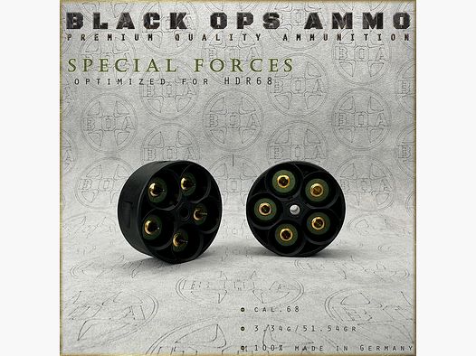 10x + 2 Special Forces BLACK OPS AMMO HDR 68 TR cal.68 ammunition T4E Umarex HDR68 TR68