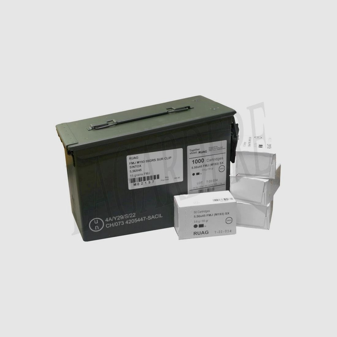 SWISS P DEFENCE FMJ M193 55GRS SUR CLIP SINTOX (PATRONE MIT GESCHOSS)