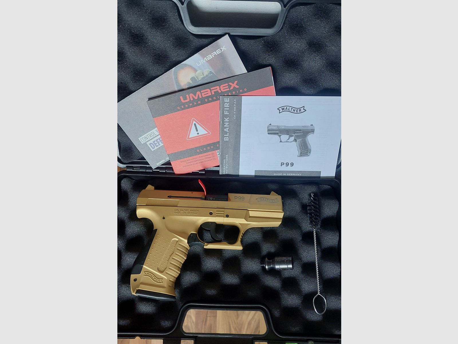 ⚠️ RARE! MODÈLE SPÉCIAL Walther P99 en finition dorée "GOLD" 9 mm (PTB 762) Schreckschuss pas Reck Glock HW94 Colt