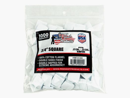1000 patches 3/4" square .17-.22/5.6mm