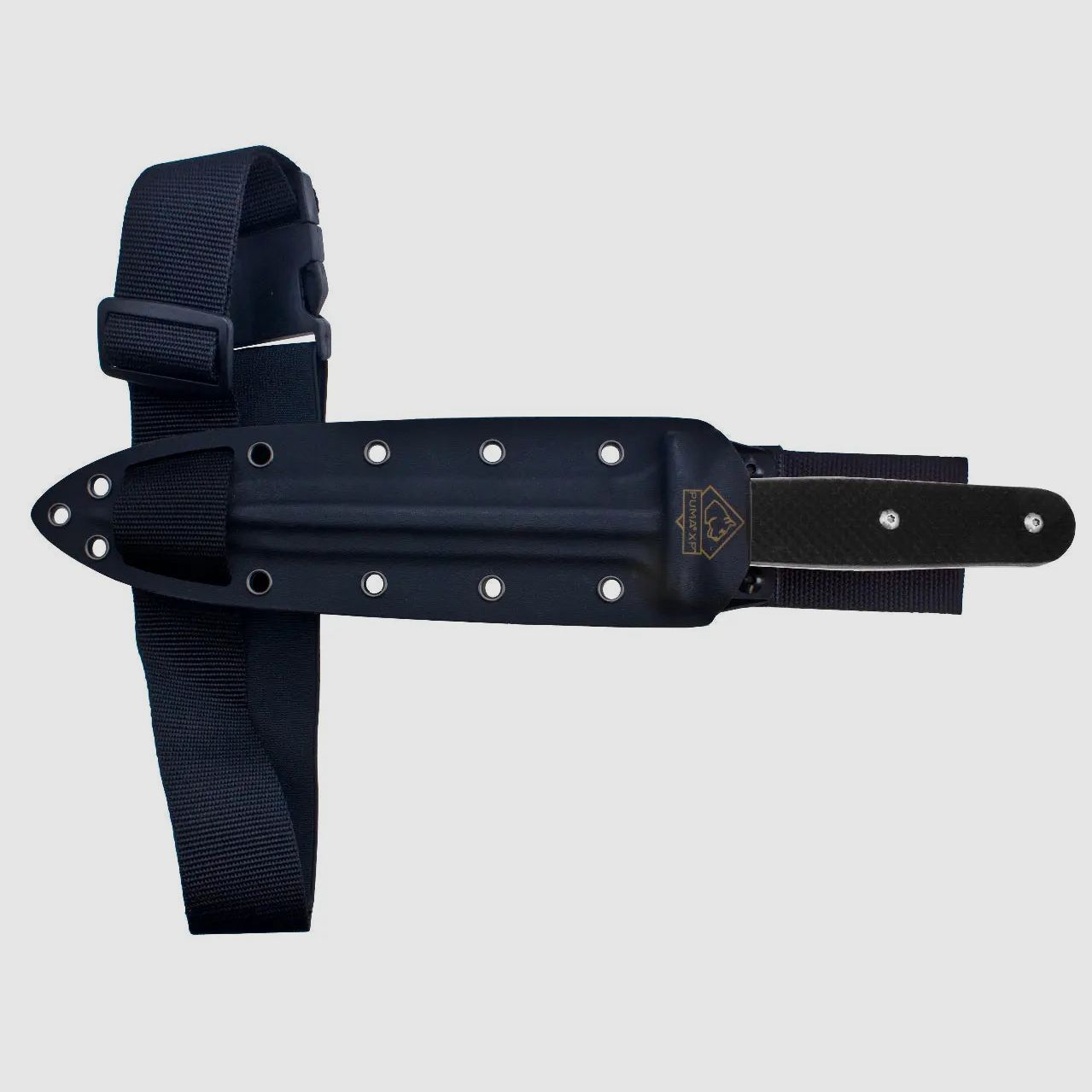 PUMA XP pig sticker 15, couteau de scalpe, pakkawood noir avec peau de poisson, étui en kydex