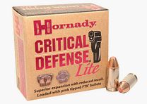 Hornady Critical Defense Lite 9mm Luger 100GR FTX 25 cartouches