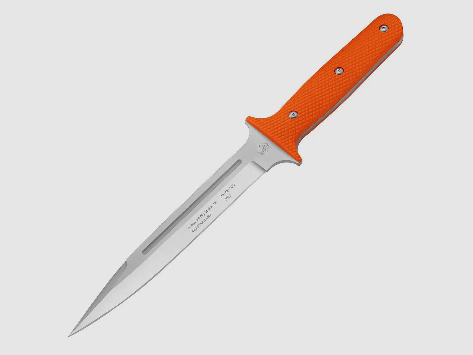 PUMA XP pig sticker 13, Abfangmesser, Orange G10 mit Fischhaut, Kydex Scheide