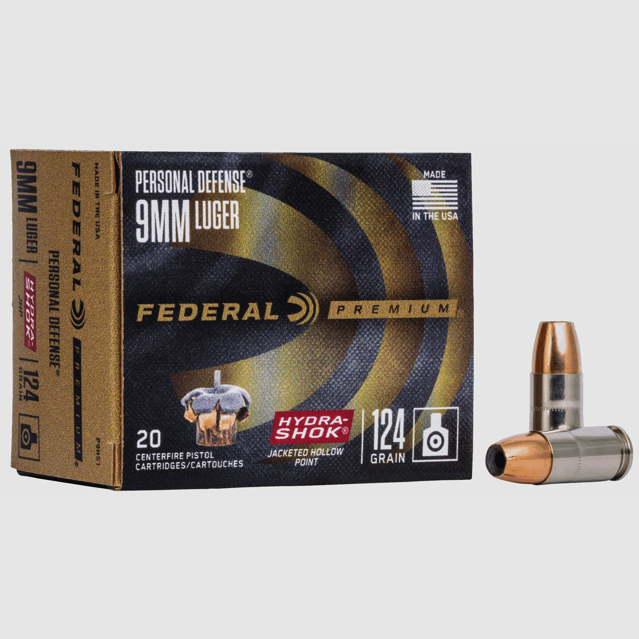 Federal Premium 9mm Para – 8g Hydra-Shok Jacketed Hollow Point