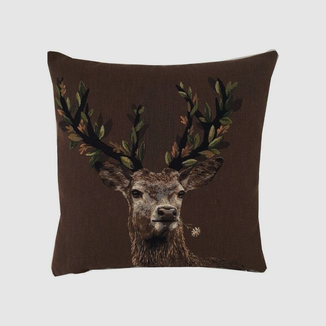 Lovergreen Kissen Motiv Kissen Gedrehter Hirschkopf + Laub