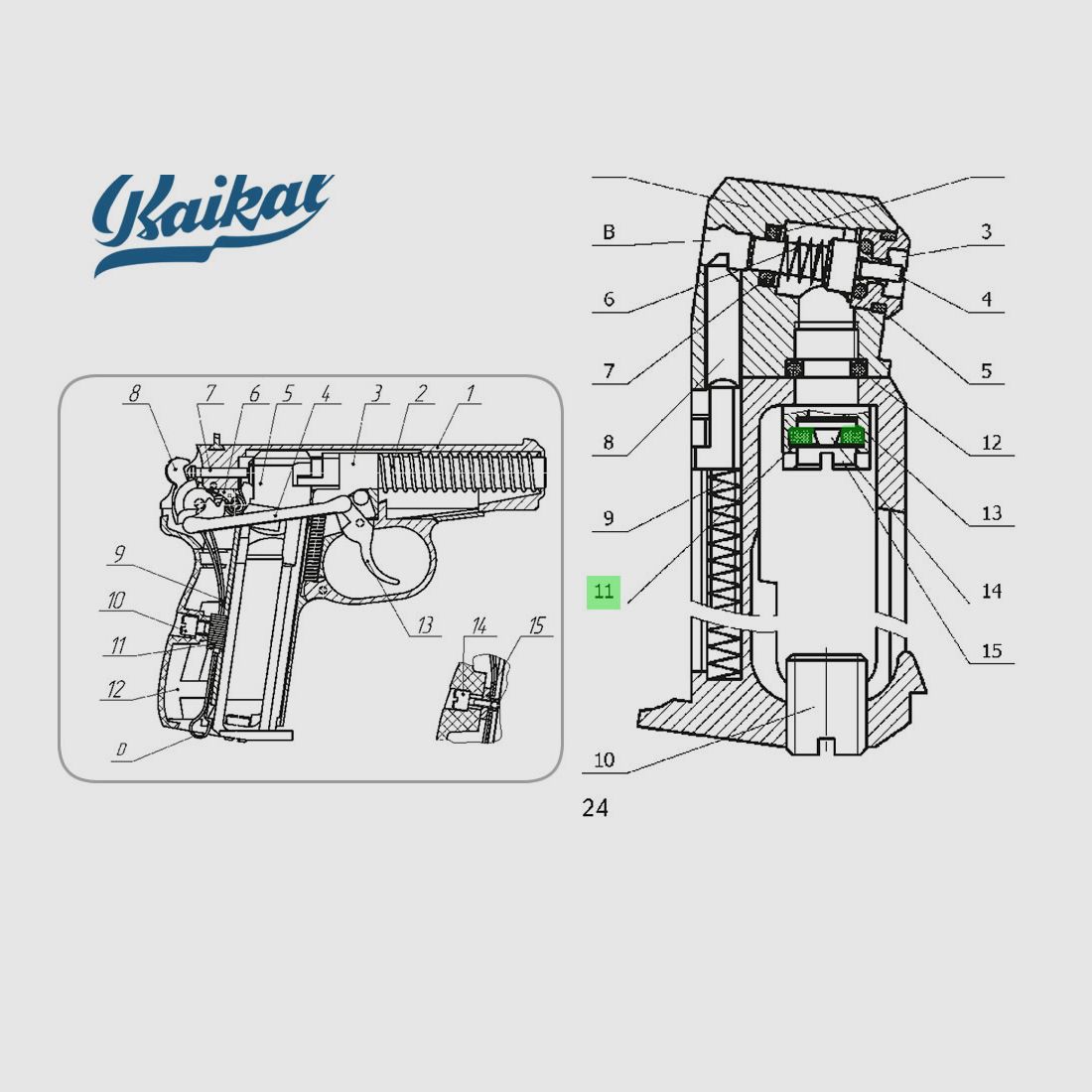 Kapseldichtung fĂĽr die CO2 Baikal Pistole MP654k Makarov, Ersatzteil