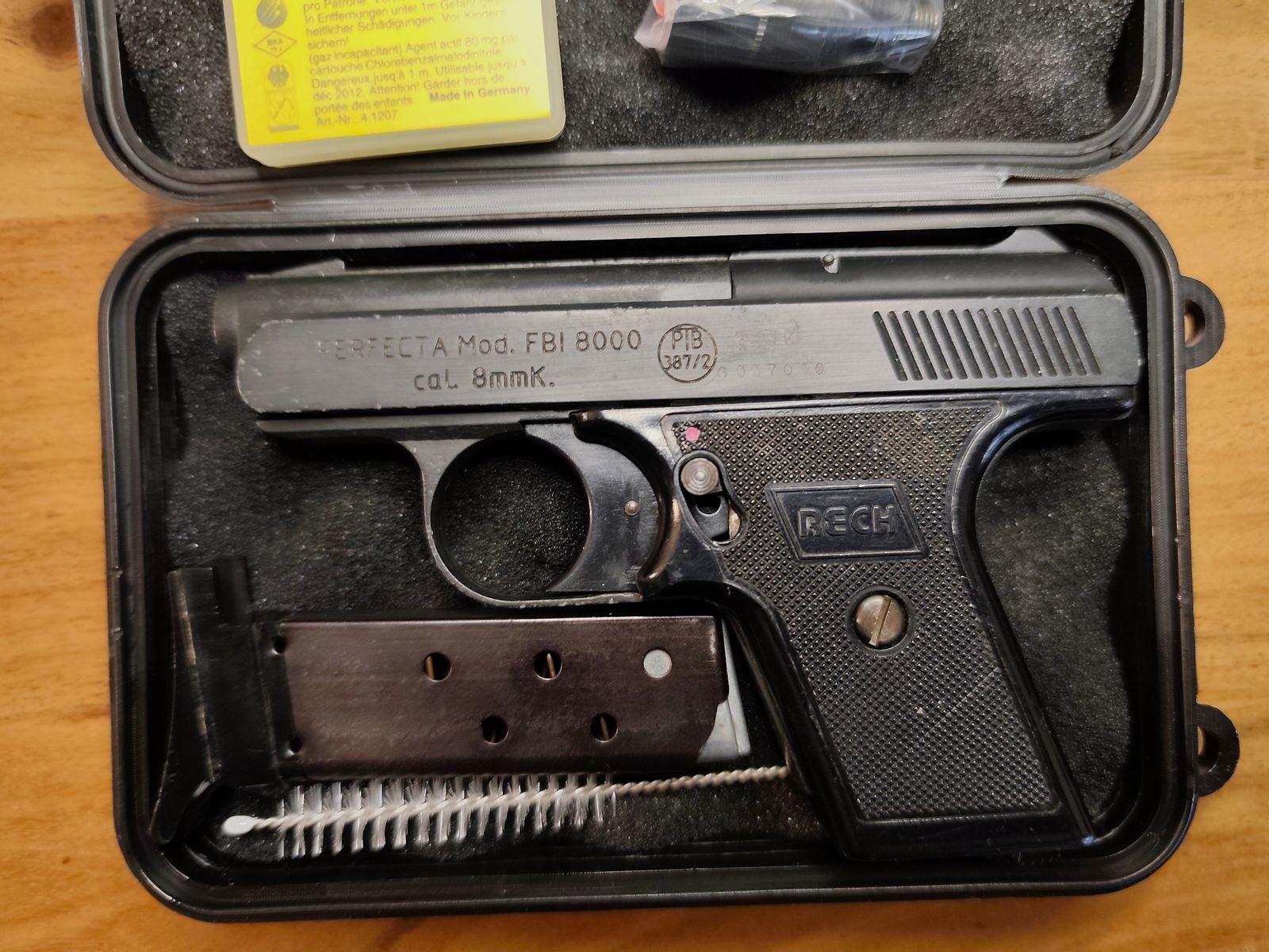 Reck Perfecta Mod. FBI 8000 PTB 387/2 Ungeschossen Sammler-Set+CS Gas Patronen
