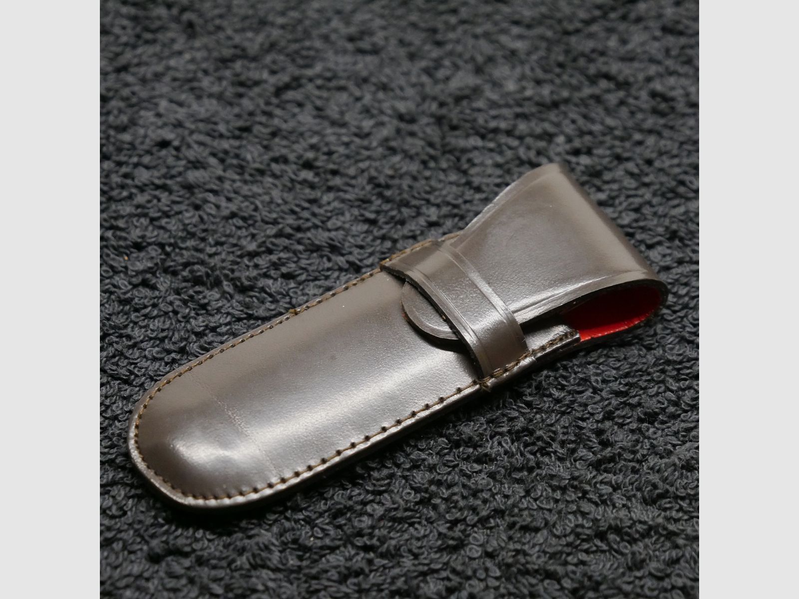 Nóż składany Justus Bierhoff Solingen 3-częściowy ornamentowany z logo Bayera z etui ochronnym vintage