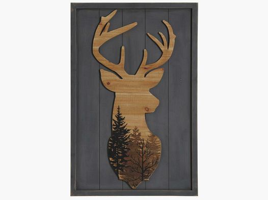 Lovergreen decoration motif wooden frame with deer illustration
