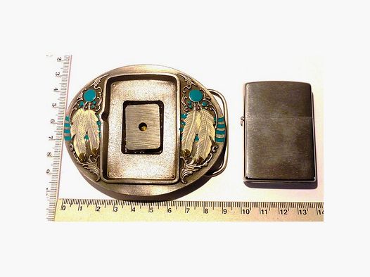 Hammer Gürtelschließe/-Schnalle mit originalem Zippo Feuerzeug