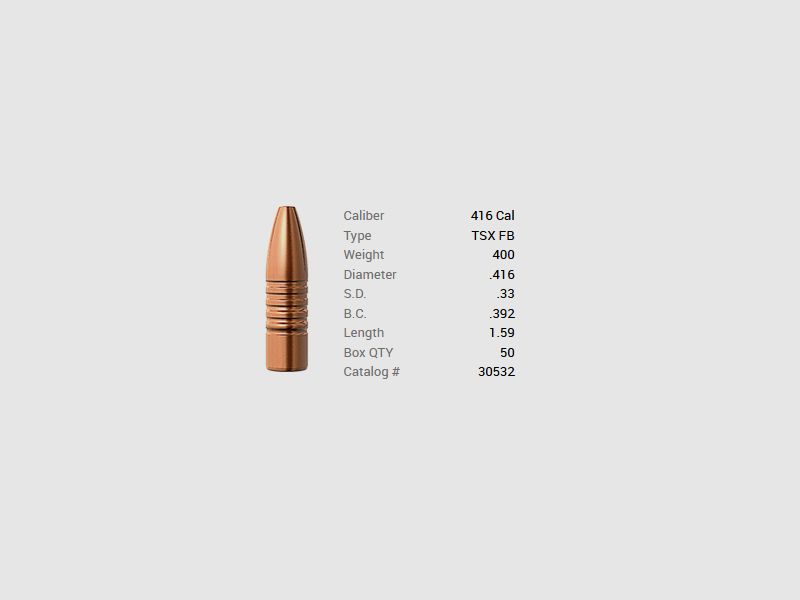 Barnes Geschoss .416/.416 400GR TSX HP FB 50 Stück