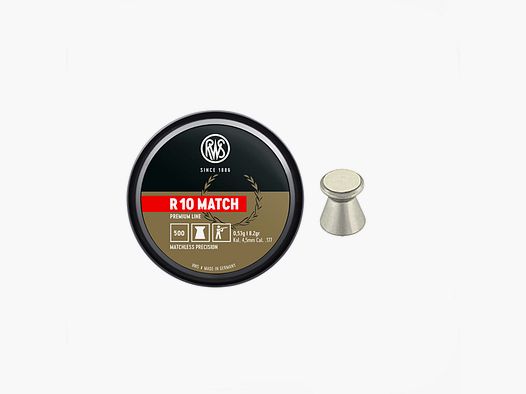RWS – R 10 MATCH PREMIUM LINE | MATCHLESS PRECISION HV DLA PISTOLETU | 4,5mm 0,45g/7,0gr (500 SZT)
