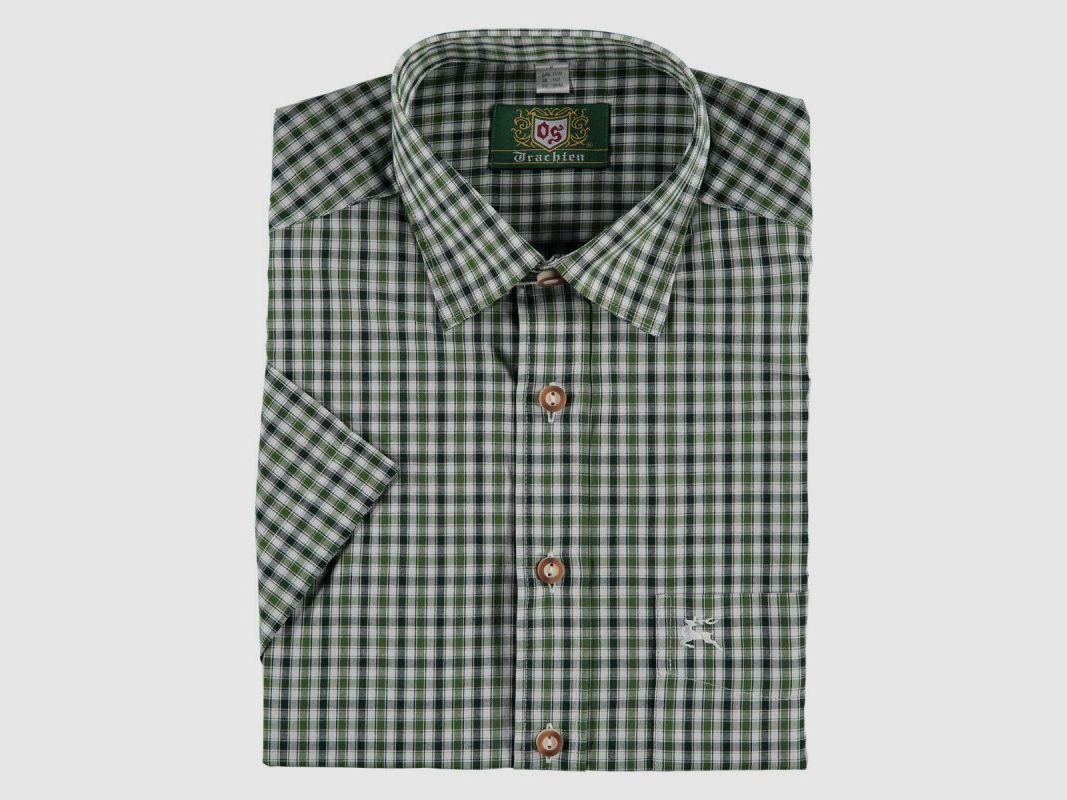 OS-Trachten Herren Hemd 1/2-Arm dunkelgrün