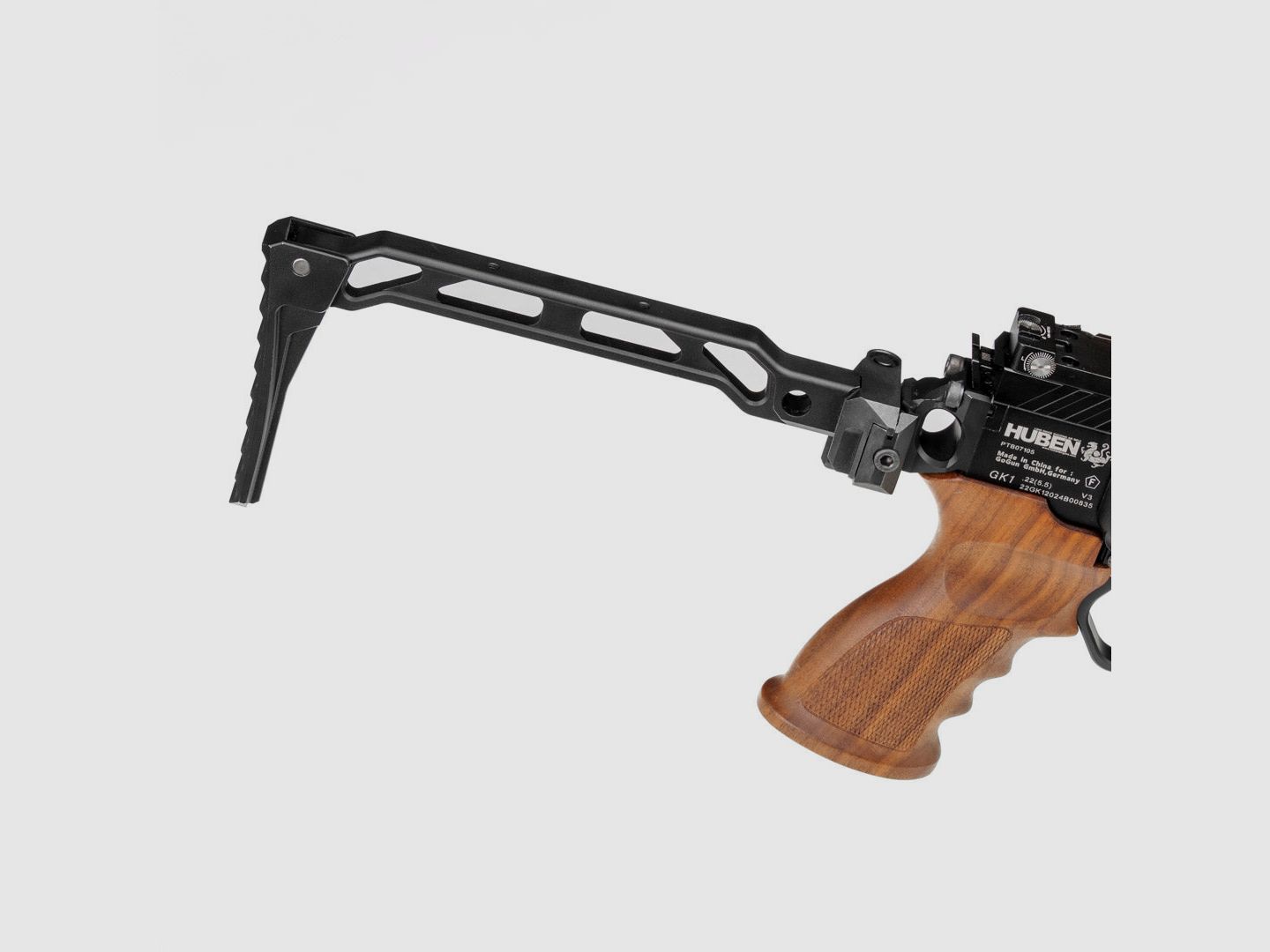 Shoulder support Huben GK1 | ALU black anodized | foldable | for additional Picatinny rails, image 1 of 3